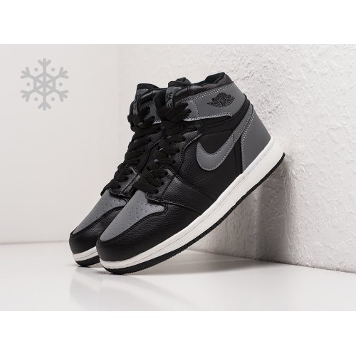 Зимние Кроссовки NIKE Air JORDAN 1 Mid цвет Серый арт. 27187