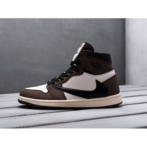 Кроссовки NIKE Air JORDAN 1 Mid x Travis Scott цвет Коричневый арт. 15799