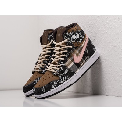 Кроссовки NIKE Air JORDAN 1 Mid x Travis Scott цвет Коричневый арт. 25767