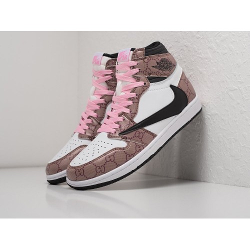 Кроссовки NIKE Air JORDAN 1 Mid x Travis Scott цвет Коричневый арт. 27393