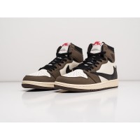 Зимние Кроссовки NIKE Air JORDAN 1 Midx Travis Scott цвет Коричневый арт. 27657