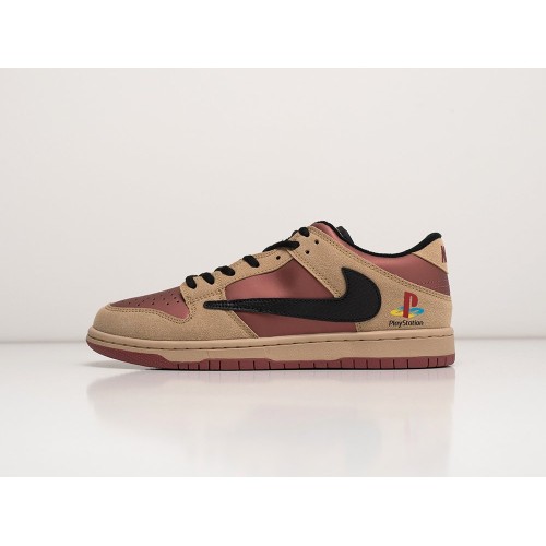 Кроссовки NIKE SB Dunk Low x Travis Scott х PlayStation 5 цвет Бордовый арт. 36536