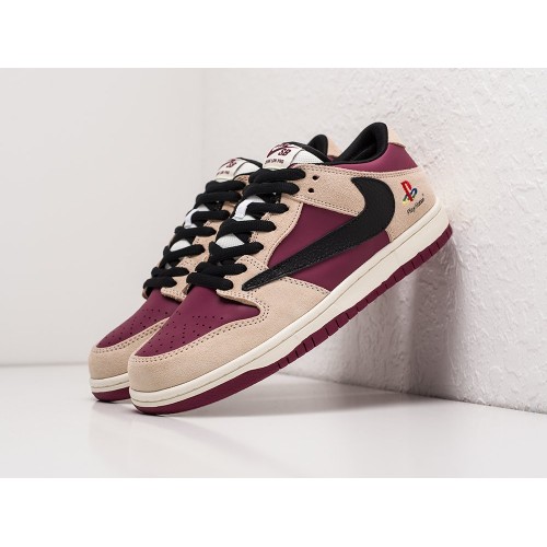 Кроссовки NIKE SB Dunk Low x Travis Scott х PlayStation 5 цвет Бордовый арт. 27332