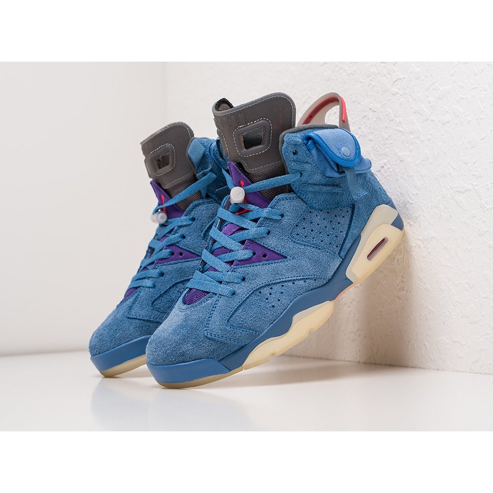 Кроссовки NIKE x Travis Scott Air JORDAN 6 цвет Синий арт. 29047