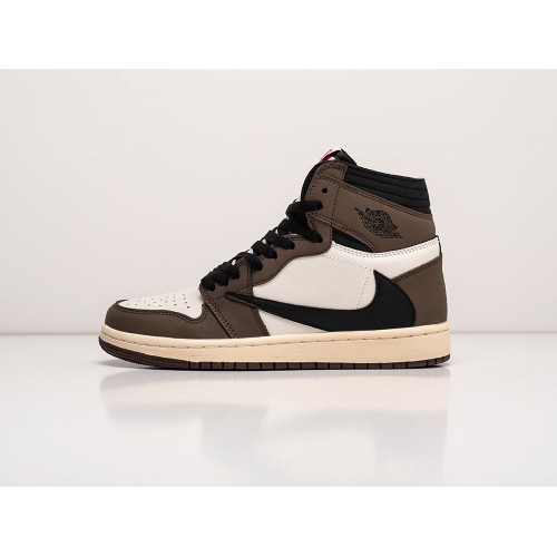 Кроссовки NIKE Air JORDAN 1 Mid x Travis Scott цвет Коричневый арт. 20826